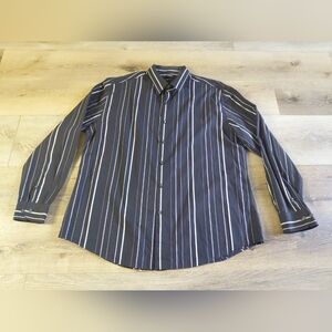 Classic Black Striped Button Down Shirt Sz 2X Long Sleeves